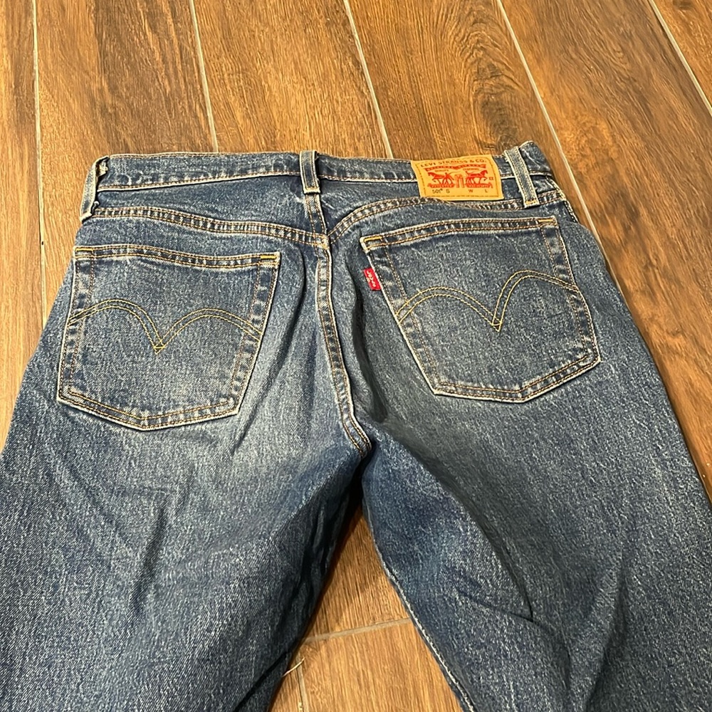 Levi’s 501 S Skinny Jean with rip and bottom detailing